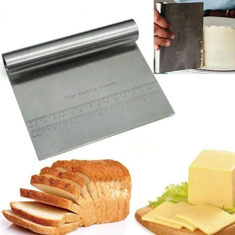 Baking Tool Stainless Steel Scale Cake Scraper DIY Dough Pastry Spatulas Buttercream Edge Smoother Cake Decorating Accessories