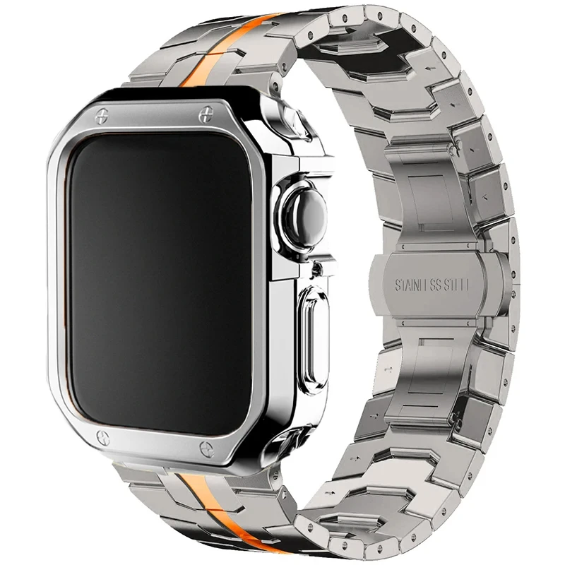 Premium Stainless Steel Watch Band and Protective TPU Cover Set