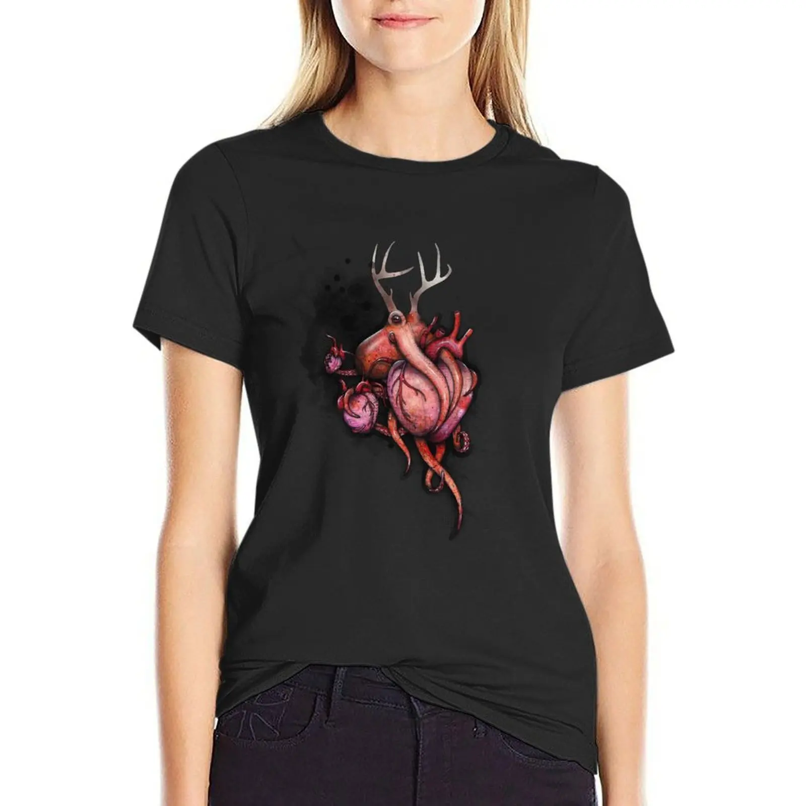 

Three Hearts Shirt (for light shirts) T-Shirt anime clothes Short sleeve tee tops workout shirts for Women loose fit
