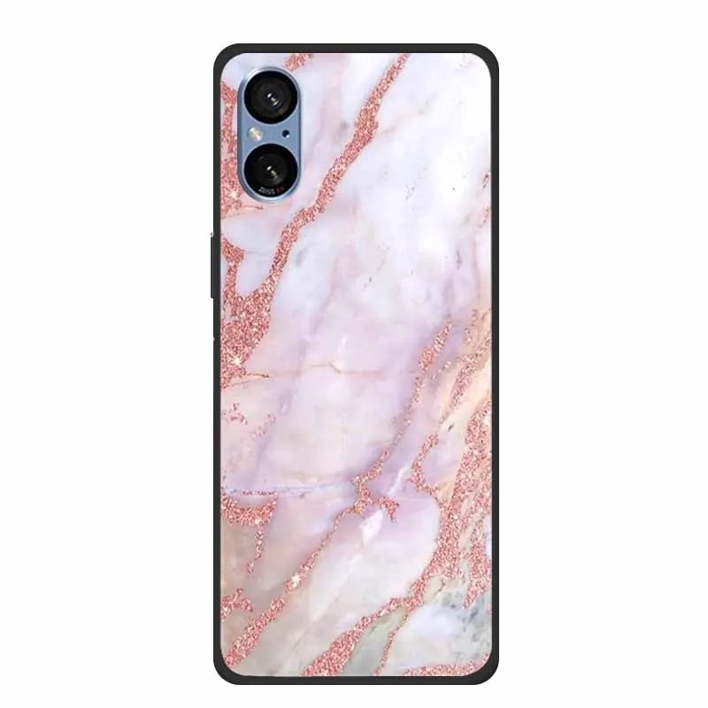 Elegant Marble Shockproof Soft Silicone TPU Back Cover for Sony Xperia 5V - Premium Phone Protection Case