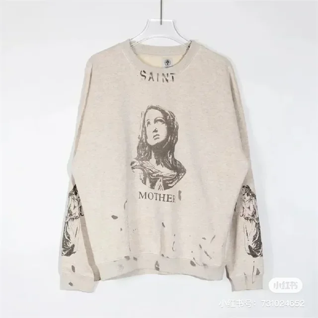 24ss Oversized Saint Michael Sweatshirt Men Women 1:1 Best Quality 