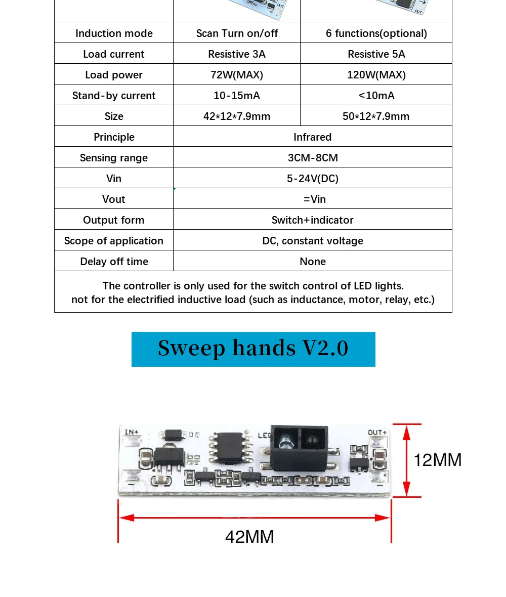 Description Picture 3 of itemShort Distance Scan Sensor Capacitive Touch Sensor Switch PIR Motion Sensor Switch Module 3A Constant Voltage For Smart Home