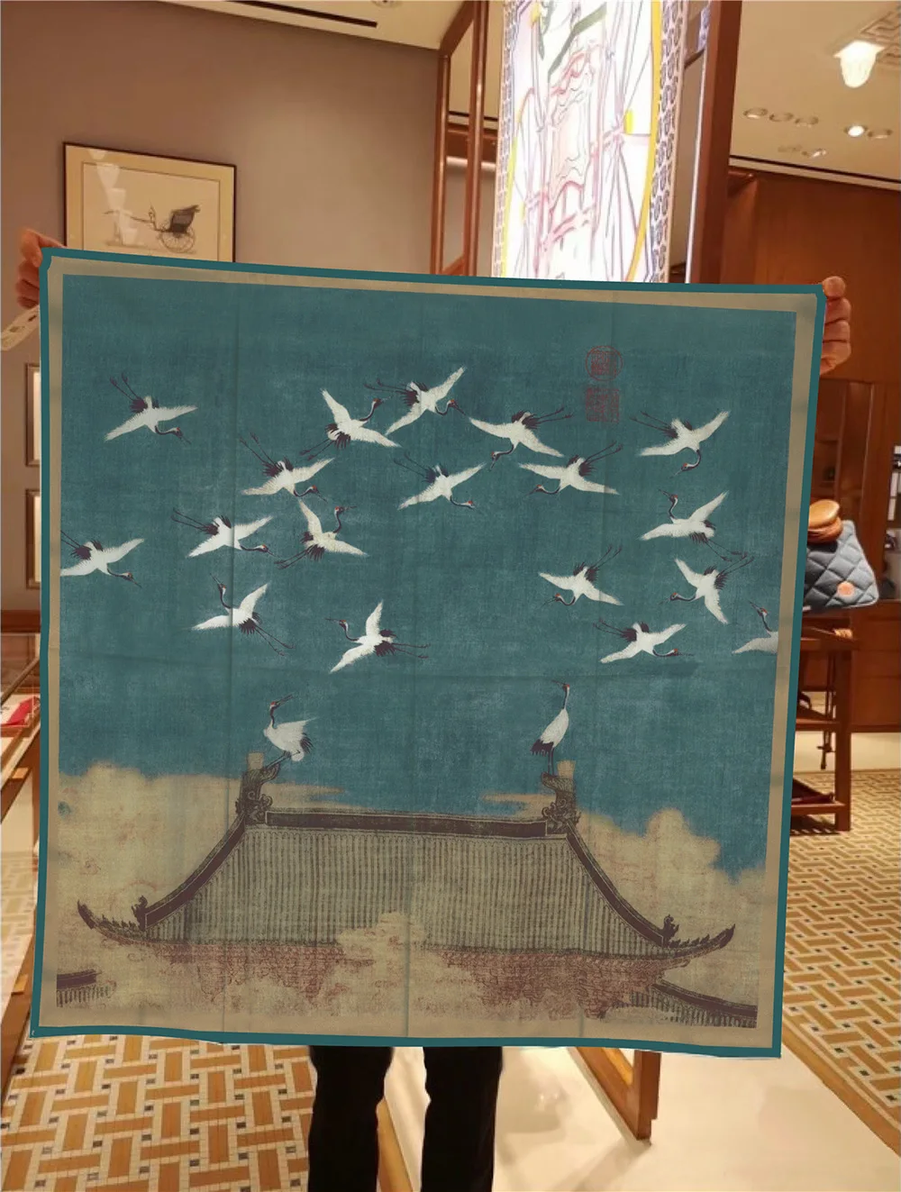 New Silk Scarf Women Pheasant Print Square Scarves Head Echarpes Silk Foulards Femme Wraps Beach Shawls Bandana Lady Hijabs 90CM 5