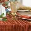 1pc Terracotta Boho Crinkle Table Runner, Long Gauze Rustic Cheese Cloths for Wedding Bridal Shower Birthday Party Decorations 3
