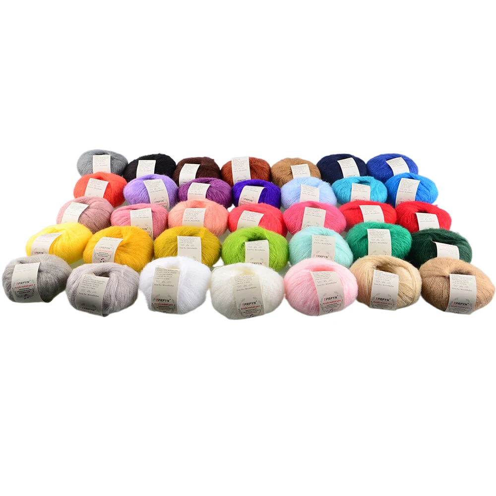 TPRPYN 25g 1Pc Mohair yarn for hand knitting crochet Acrylic yarn Crocheting thin lana yarn knit fuffy line DIY scarf hat 166m 5