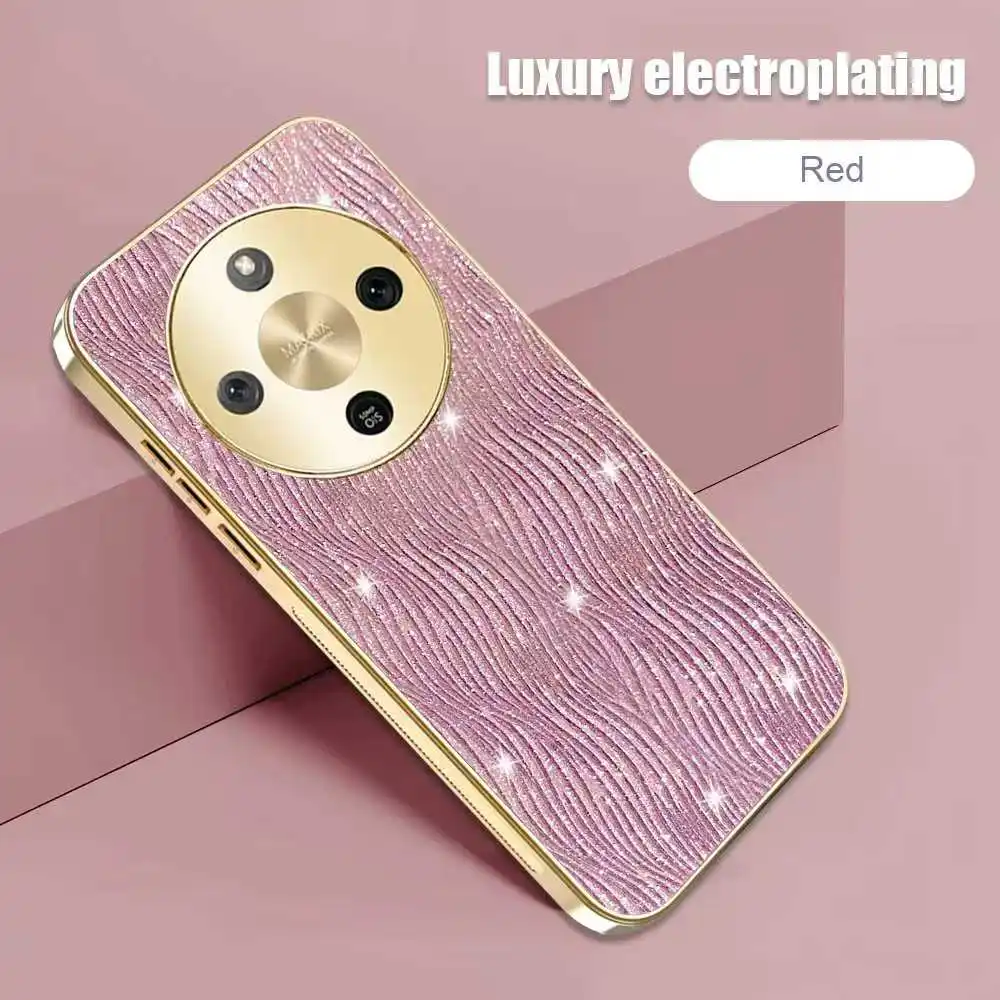 Glitter Electroplating Ripple Pattern Anti-Fall Case with Skin Feel Finish