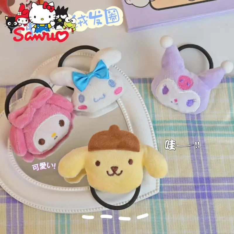 

Sanrio Melody Kuromi Cinnamoroll Pochacco Cartoon Animal Hair Ring Girl Versatile Ponytail Leather BandHair Accessory 8.5x8.5cm