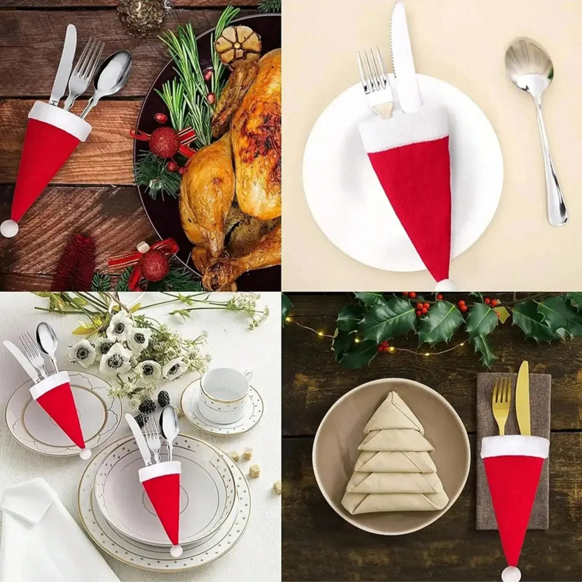 5pcs-Cutlery Fork Holder Bag Christmas Decoration Home Dining Table Decoration Christmas Gifts