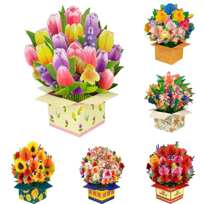 

Pop Up Flower Card Creative Bouquet Setting 3D Greeting Card Mother's Day And Women's Day Bouquet Valentine's Day Greeting Cards
