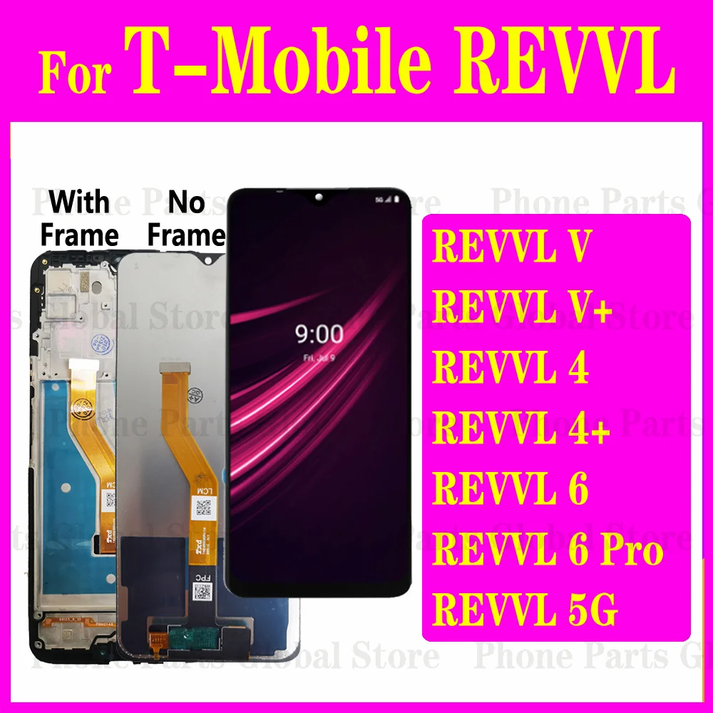 Per T-Mobile Revvl V Plus V + Lcd Con Cornice 4 4 + 6 Pro 5G Display Touch Digitizer Assembly 5007W 5062Z T790W Sostituzione