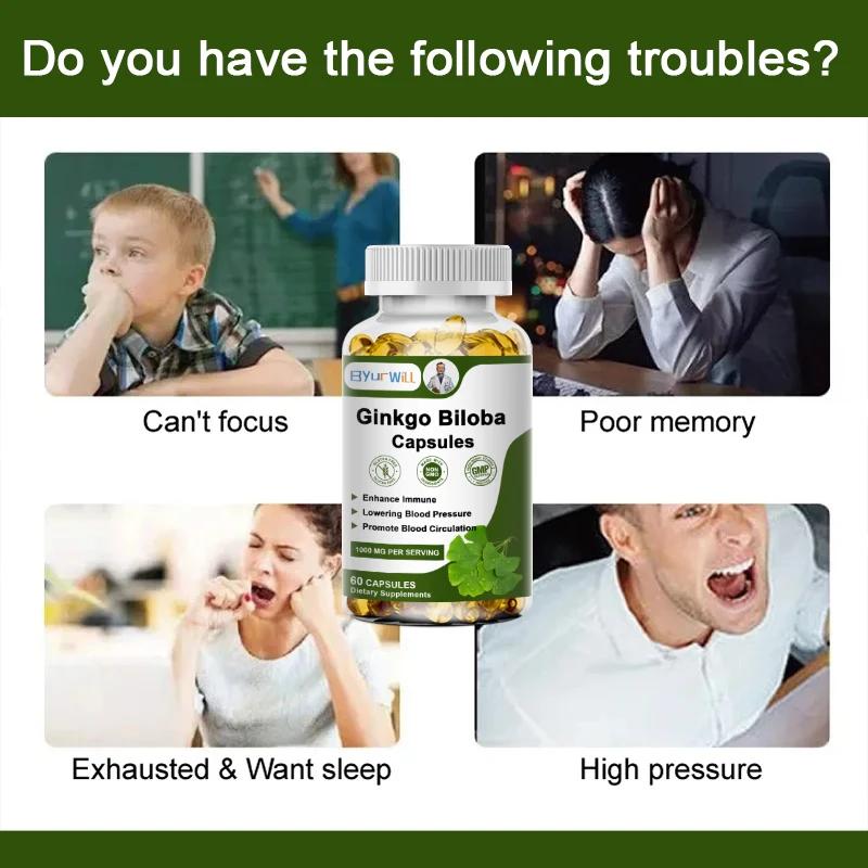 Natural Ginkgo Biloba Supplements ginkgo biloba supplement with Vitamin B1/B2/B12 for Brain Health
