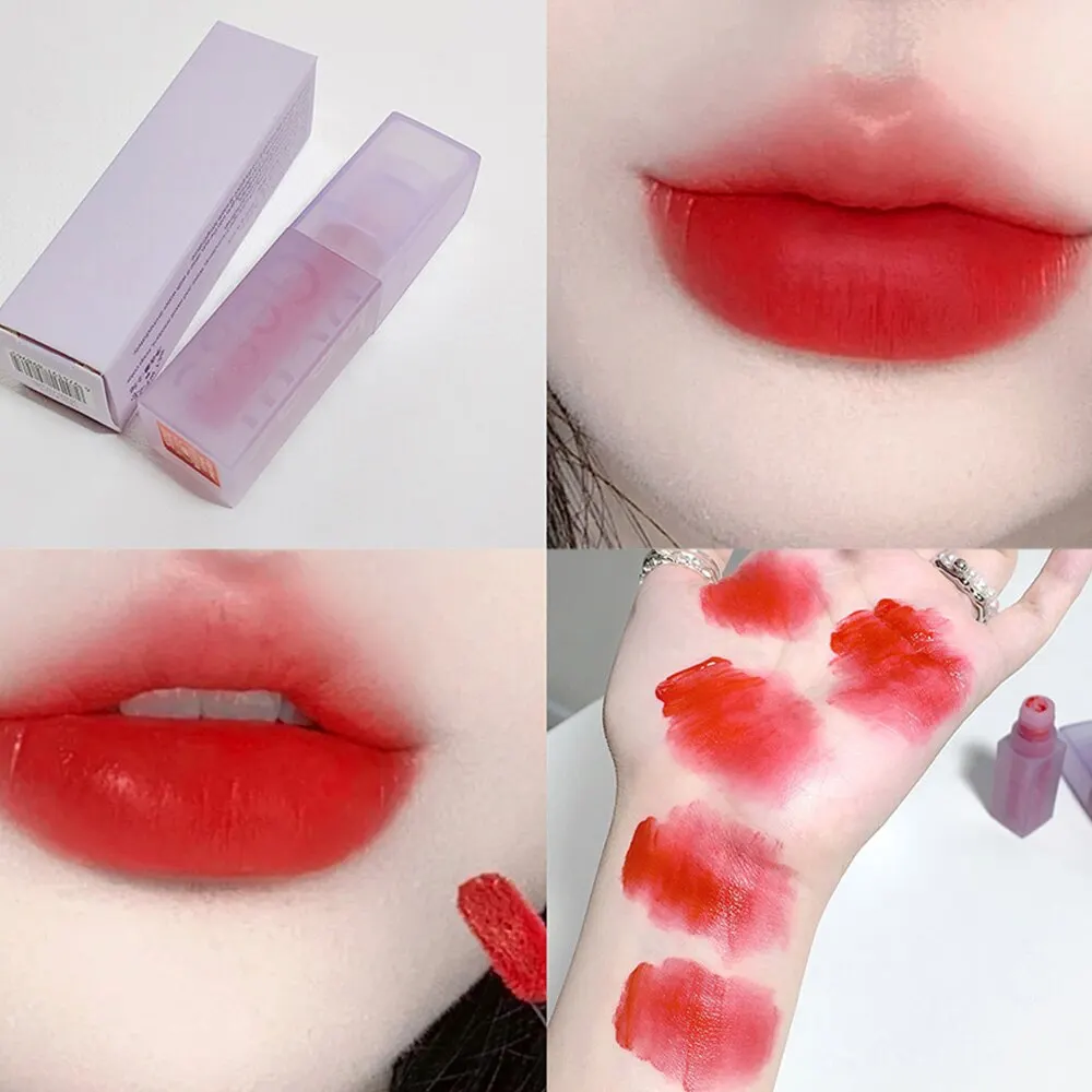 Lip Gloss Velvet Mousse with Purple Tube Long Last Waterproof Gege Bear Cosmetics Liquid Lipstick
