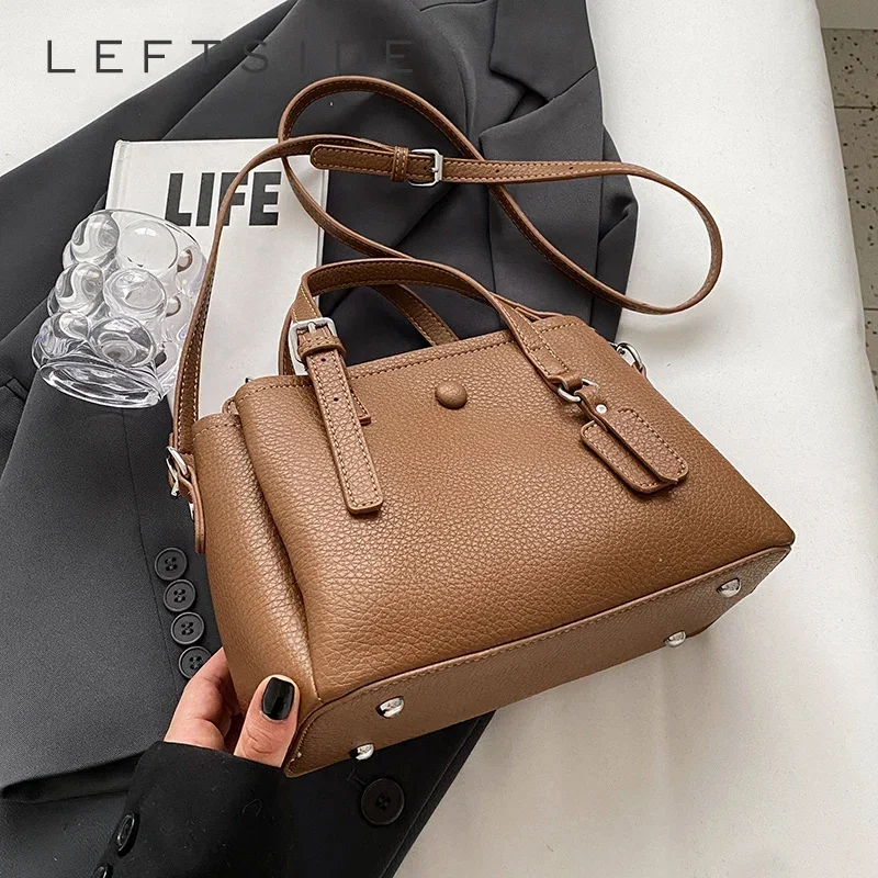

Korean Bags Crossbody LEFTSIDE Retro For Purses Female And Leather Design Color Y2k Fashion Solid 2023 Bag Women Handbags Tote