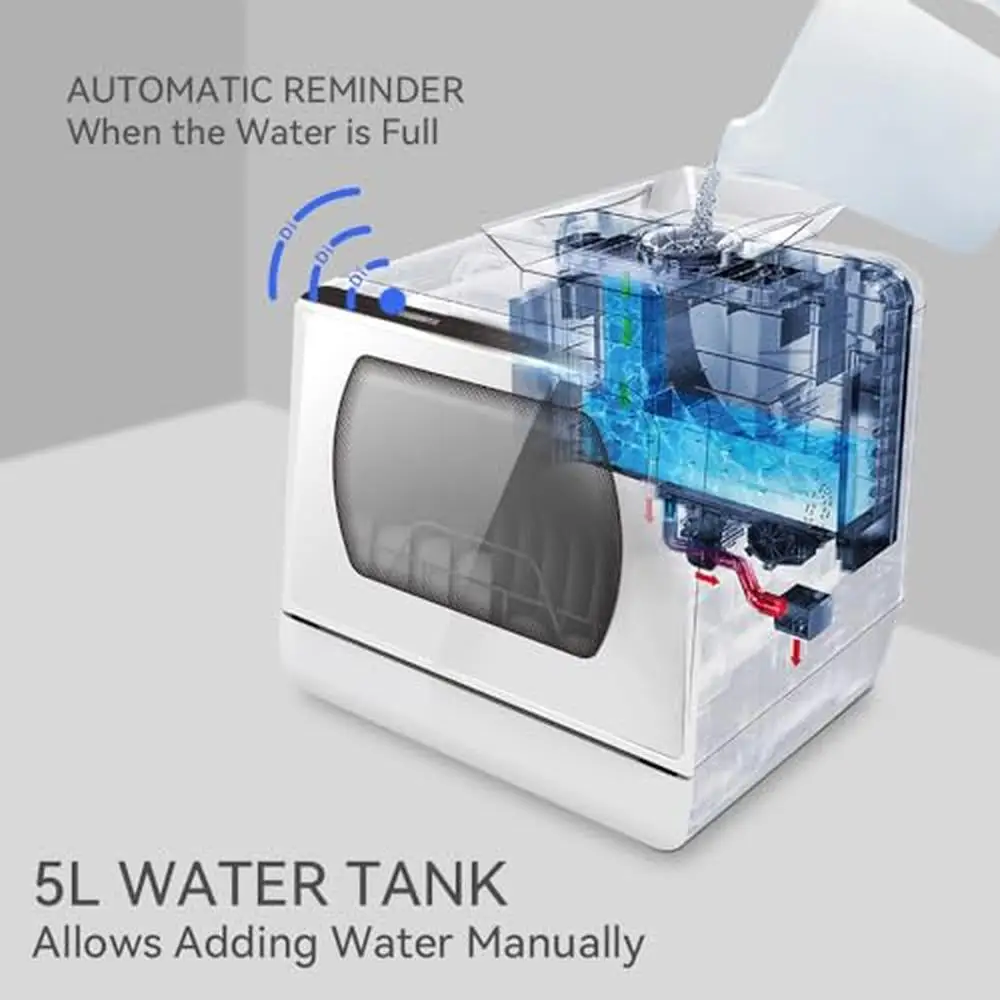 Portable Countertop Dishwasher 5 Washing Options 4 Place Settings 5L Water Tank Glass Door Display 5