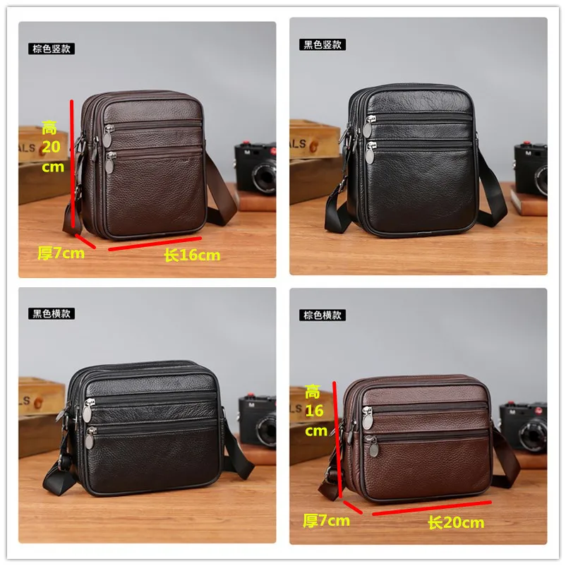 Borsa a Tracolla da Uomo in Vera Pelle, Borsello Casual Piccolo per Uomo 2026, Borsa a Tracolla Nera da Lavoro per Marito - immagine 4