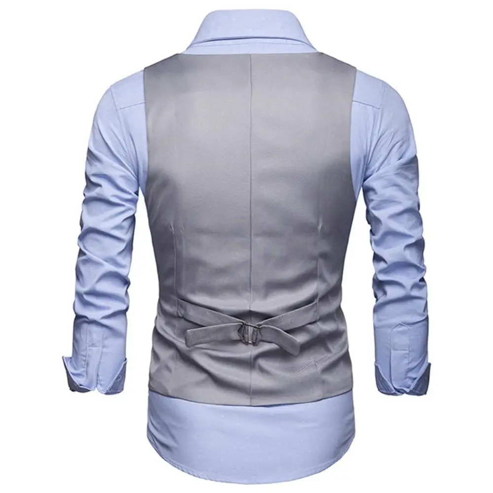 Men's Classic Formal Business Plus Size Solid Color Suit Vest Single Breasted Business Waistcoat
