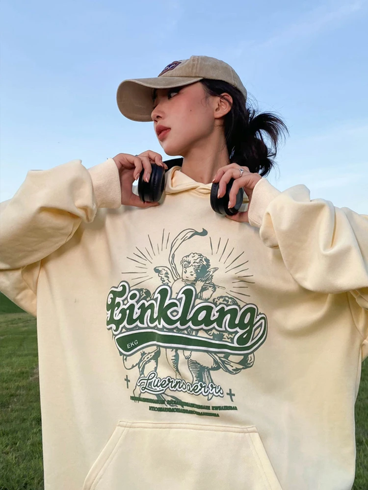 

Women's Sweatshirts Japanese Harajuku Ulzzang Retro Ins Letter Print Loose Sweatshirt Female Korean Kawaii Clothing For Women