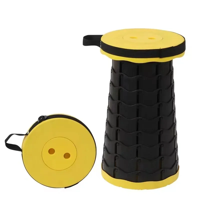 [Source Factory]Portable Round PP Plastic Folding Chair Accordion Chair Retractable Beach For Camping Travel Fishing Hiking Chai