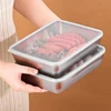 2/3Pcs Thickened Stainless Steel Tray Large Capacity Food Storage Pan with Lid Commercial Dish Tray Freshing Lunch Box Container 1