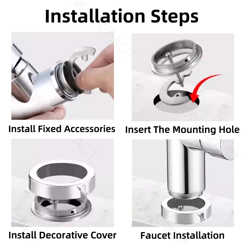 Hot and Cold Faucet Fixing Tool Lock Nut Set Quick Tighten Faucet Mounting Nut Prevent Kitchen Bathroom Faucets from loosening