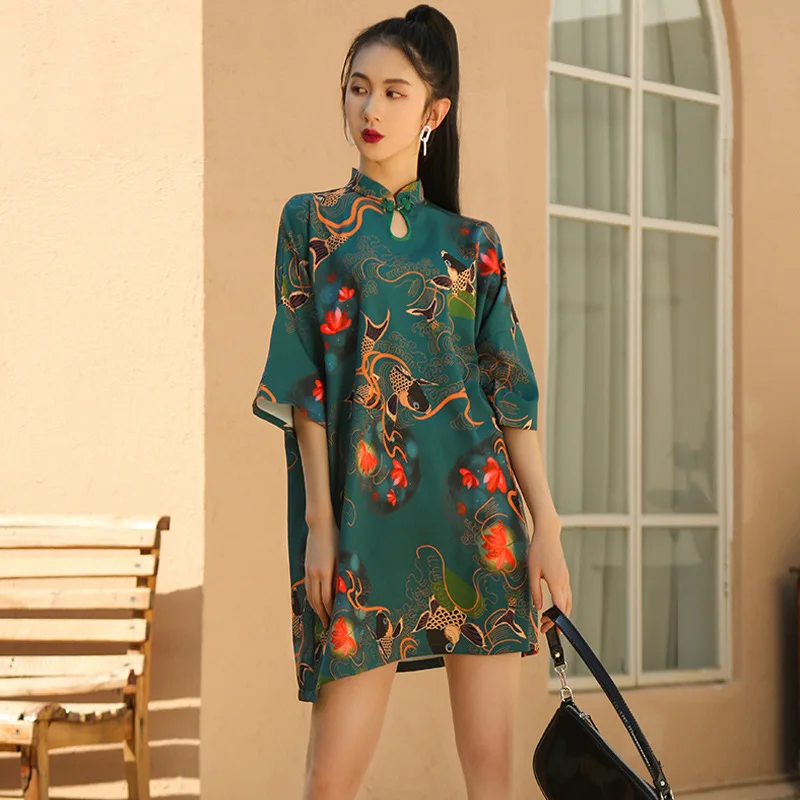 New Chinese Traditional Dress Y2K High Street Women Improved Qipao Chinese Loose Cheongsams ципао 치파오 Vestidos Para Mujer chinese dress
