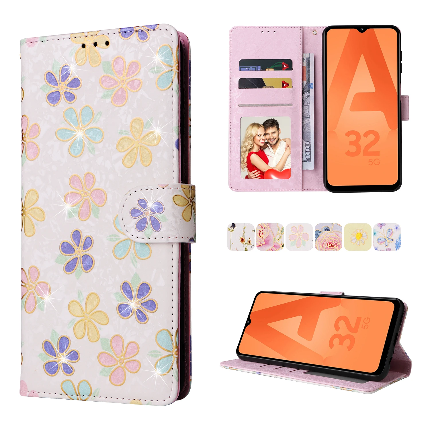Magnetic Floral Leather Wallet Phone Case