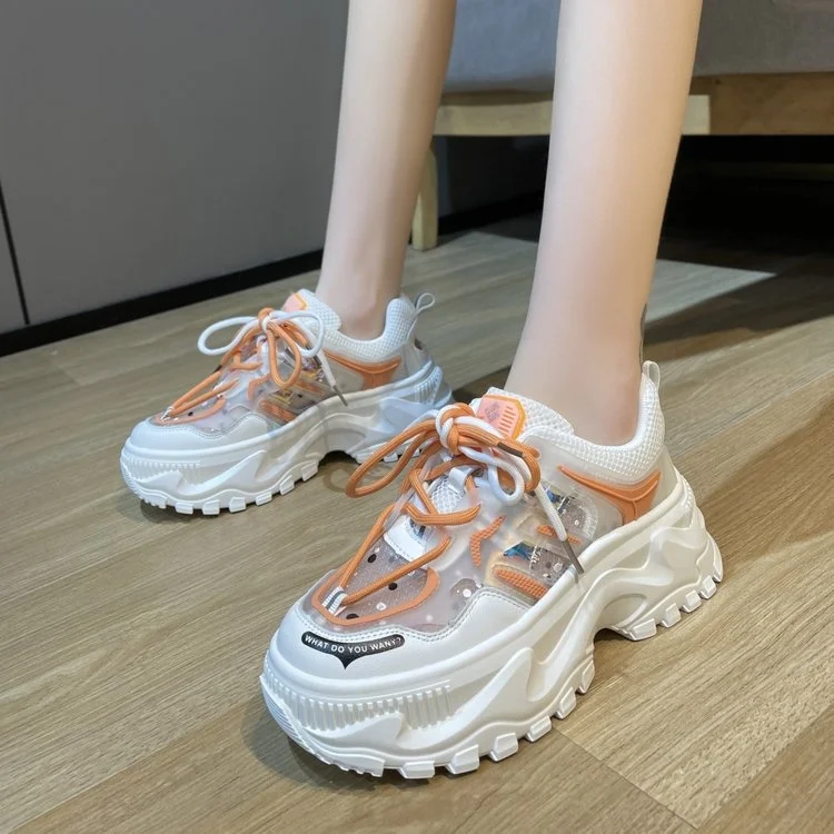 

New Fashion Casual Women Sneakers High Heels Platform Sports Shoes Autumn Thick Bottom Walking Shoes Breathable Vulcanized Shoes