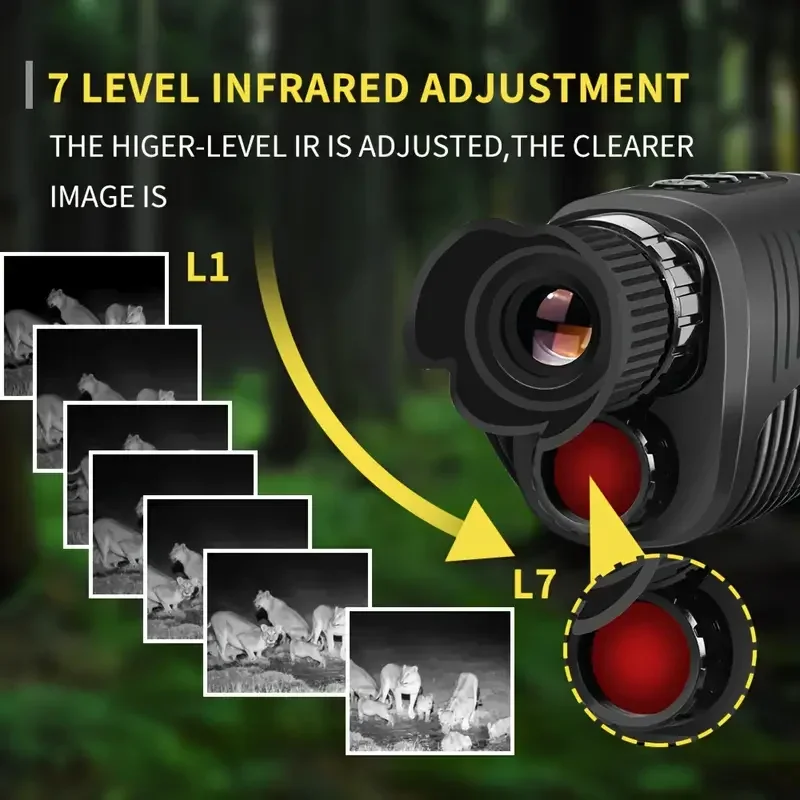 Monocular Night Vision Telescope 1080P HD Infrared 5x Digital Zoom Hunting Type-c Interface Memory Card Not Included