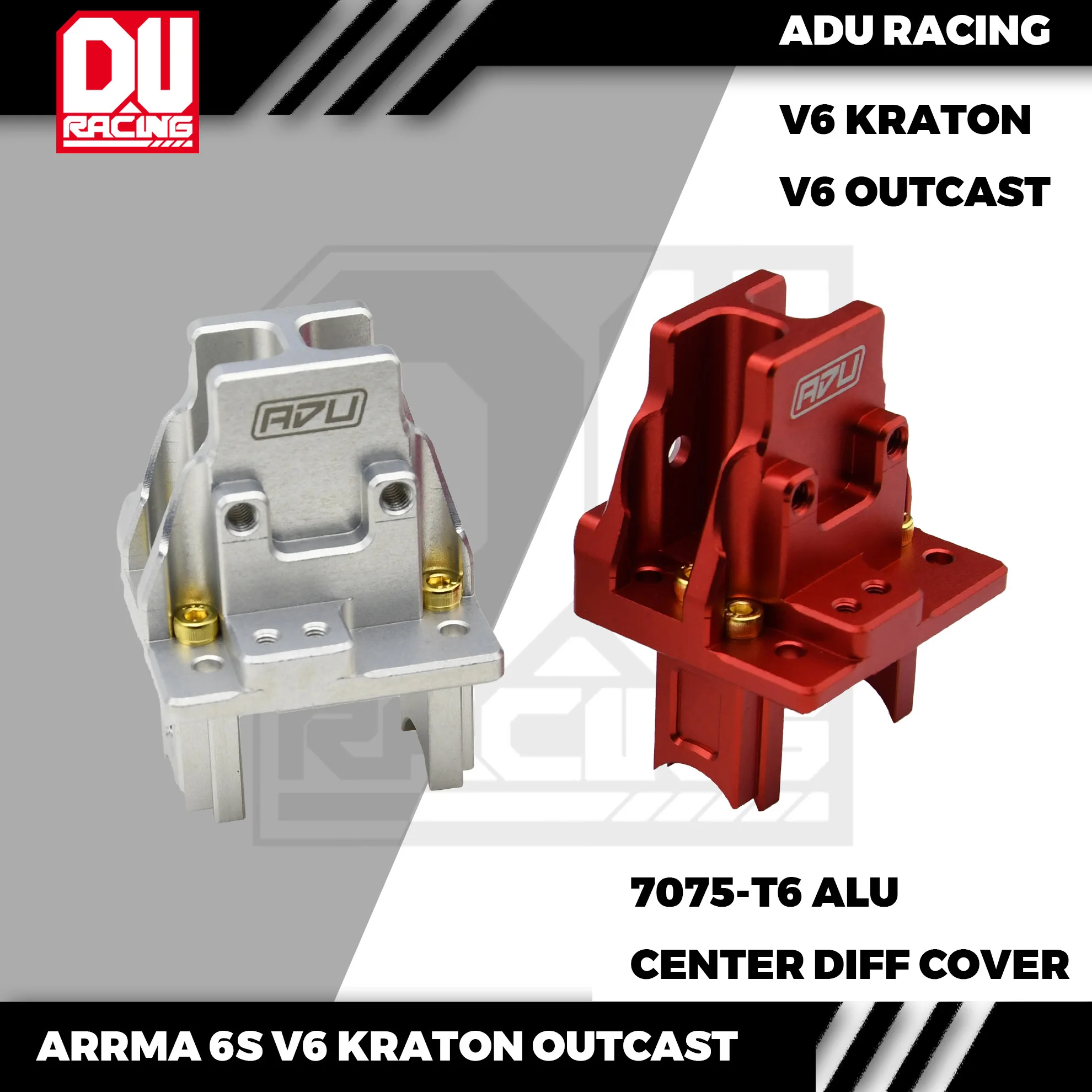 ADU Racing CENTER DIFF GEAR COVER CNC 7075 T6 ALUMINUM ARRMA 6S V6 KRATON OUTCAST