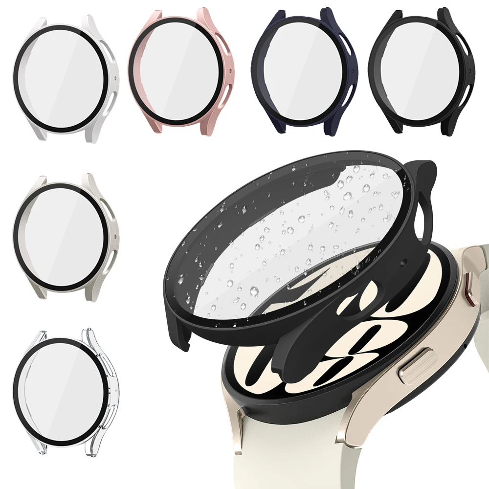 삼성 갤럭시 워치용 강화 유리 케이스, 삼성 갤럭시 워치 6 범퍼 커버, 스크린 보호대 유리 쉘, 40mm, 44mm  Best5