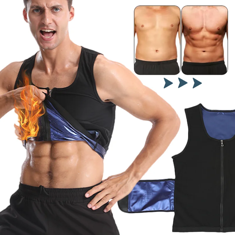 Men's Body Shaper Sauna Vest Double Belt Sweat Shirt Waist Trainer Corset Top Abdomen Slimming Shapewear Fat Burn Fitness Suits
