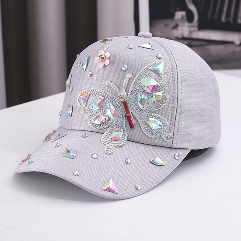Colorful Rhinestone Butterfly Baseball Cap Trendy Baseball Cap Sun Hats For Women For baseball cap,sun hat