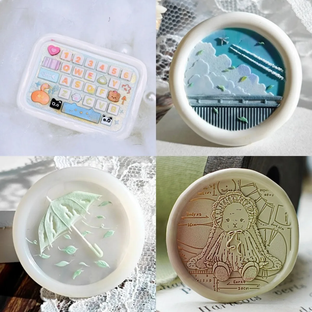 1PC 왁스 씰 스탬프 소녀/꽃/캔디 DIY 봉투 카드 초대장 장 구리 헤드 베이스