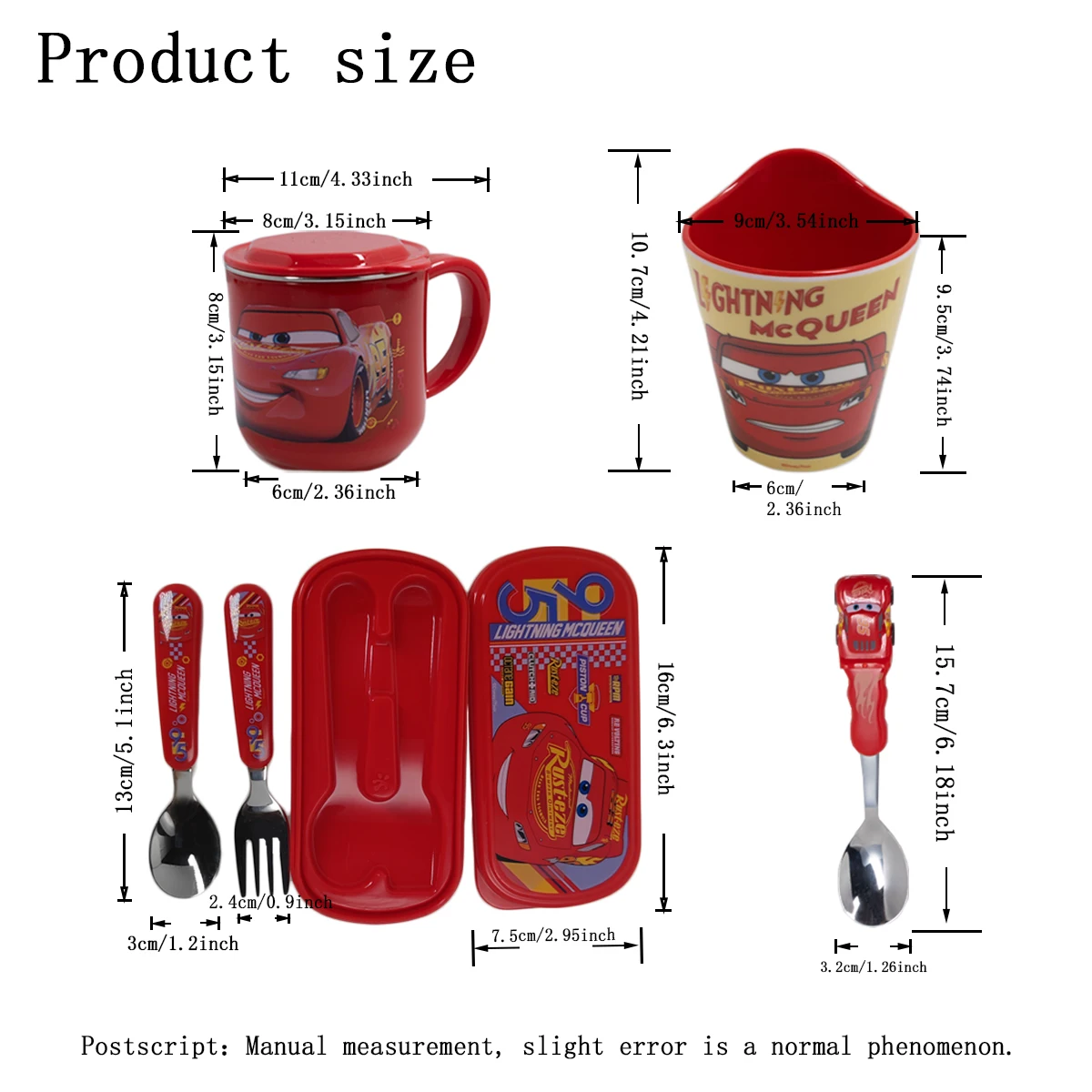 Disney Cars Lightning McQueen Kids Melamine Tableware Set 5