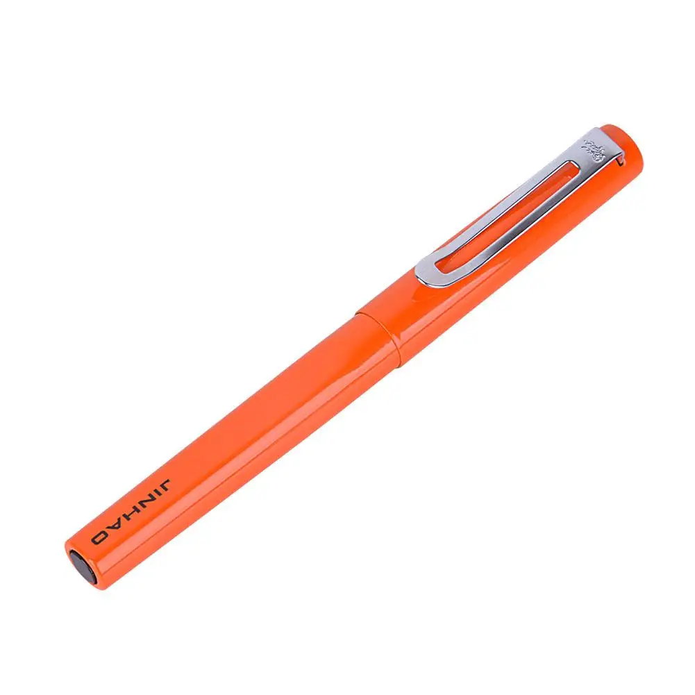 JinHao FP-599 오렌지 금속 만년필, 중간 펜촉, FP-599-3 합금 잉크 쓰기 펜, 비즈니스 사무용품, 학교 문구
