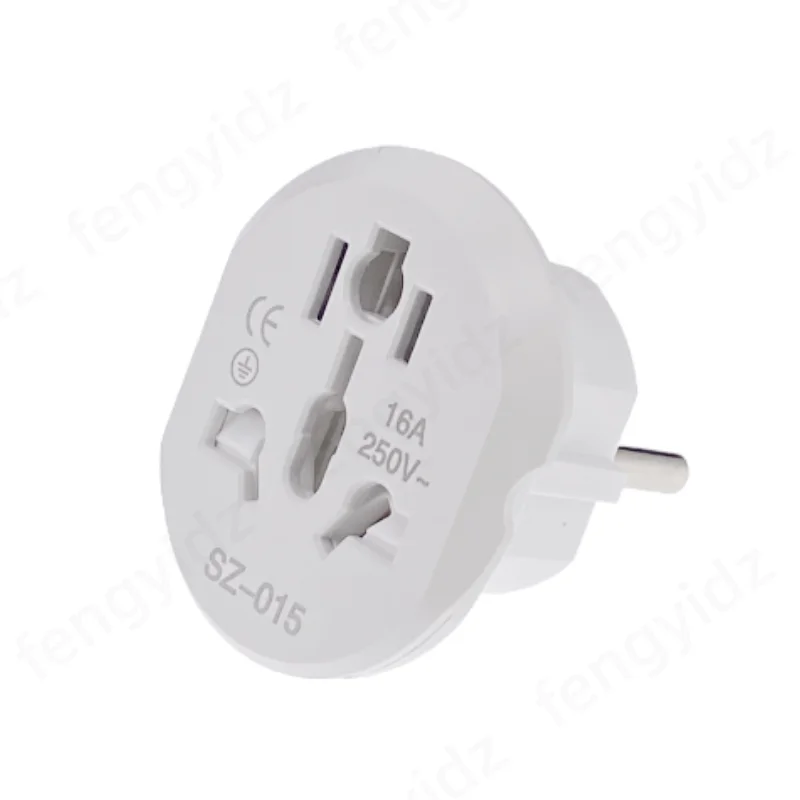 EU Plug Adapter 16A 250V Travel Adapter Converter 2 Round Socket Universal AU US UK CN To EU KR Wall Socket