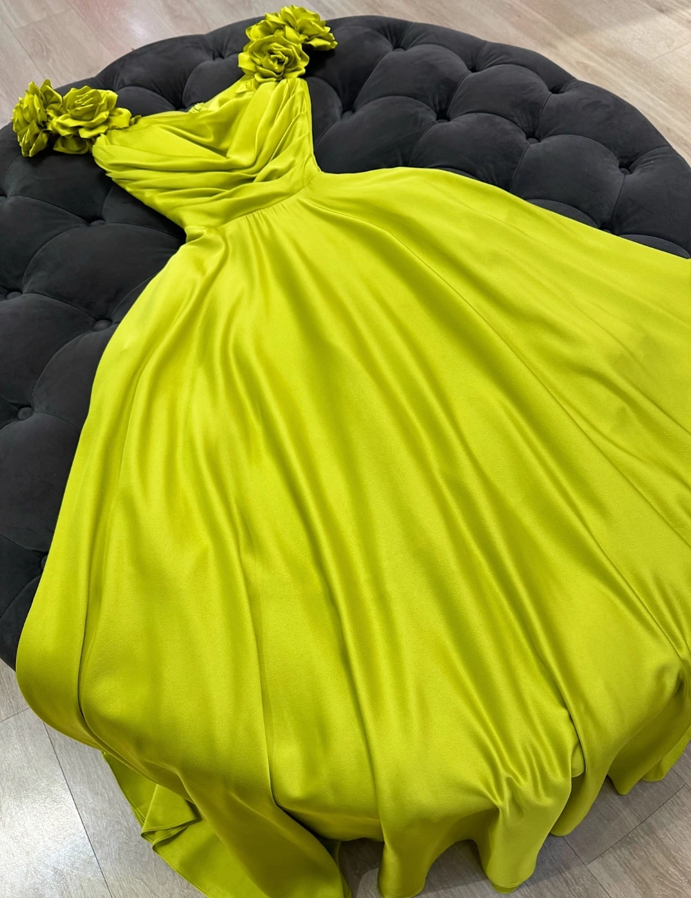 Fashion Pleat Handmade Flower A-line Square Neck Long Dresses Cocktail Dresses Sizes Available Exquisite Modern Style