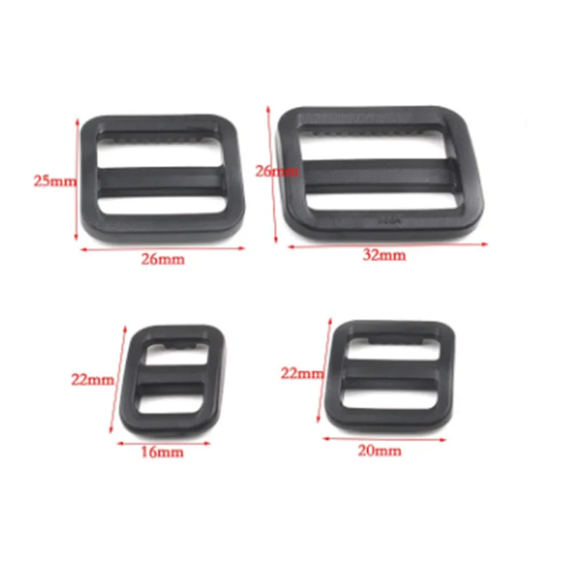 Set 6 Fibbie A Sgancio Rapido 25 Mm Con Cursori Tri-Glide Per Zaini, Borse E Cinghie - Nero