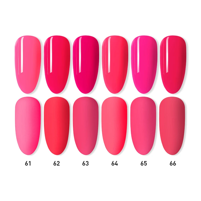Beautilux Nail Gel Polish Kit Hot Rose Neon Pink Color Salon Nails Art Gels  Varnish Lot UV LED Nail Lacquer 10ml x 6pcs set