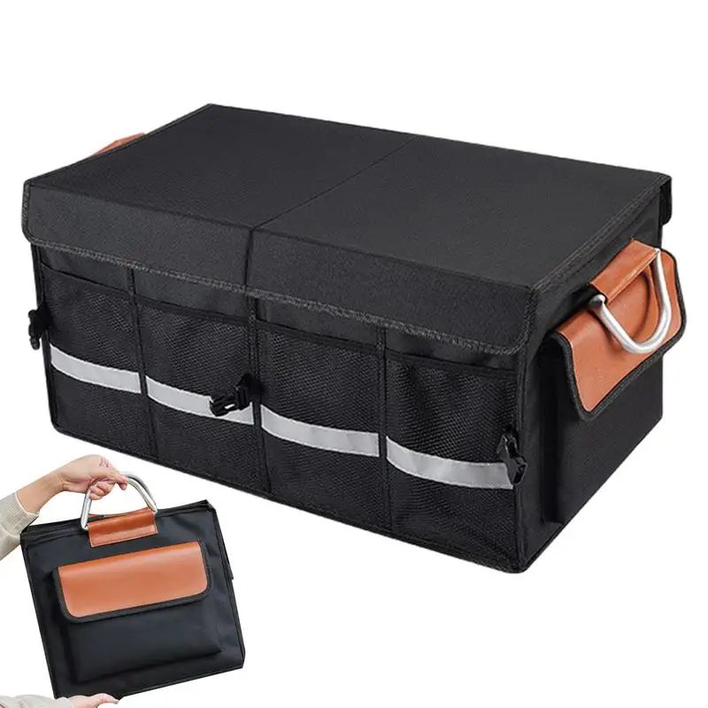 

Car trunk storage box Foldable car storage box Trunk Organizer for SUV Multi Compartment Collapsible Storage Box with Lid