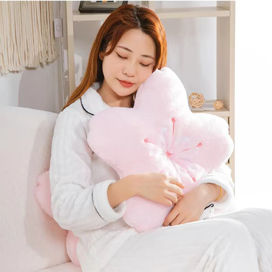 Ins Pink Cherry Petals Pillow Girl Bedroom Living Room Decor Bay Window Floor Seat Cushion Plush Tatami Cherry Blossom Cushion 3