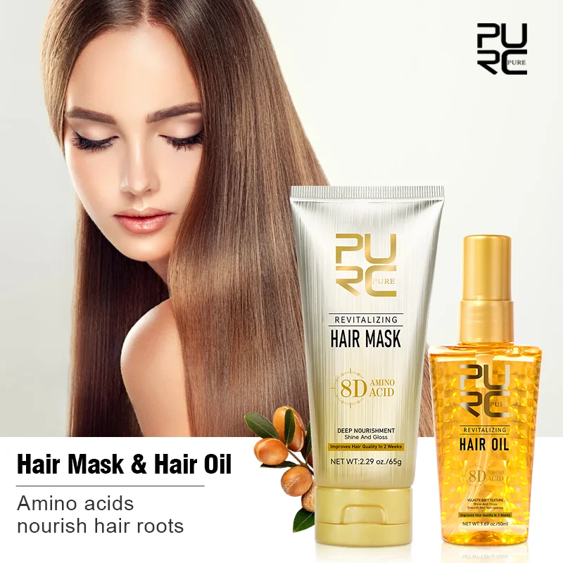 PURC Morocco Argan Oil Hair Mask Smoothing Nourishing Hair Oil Sets Repair Damaged Frizz Treatment Care