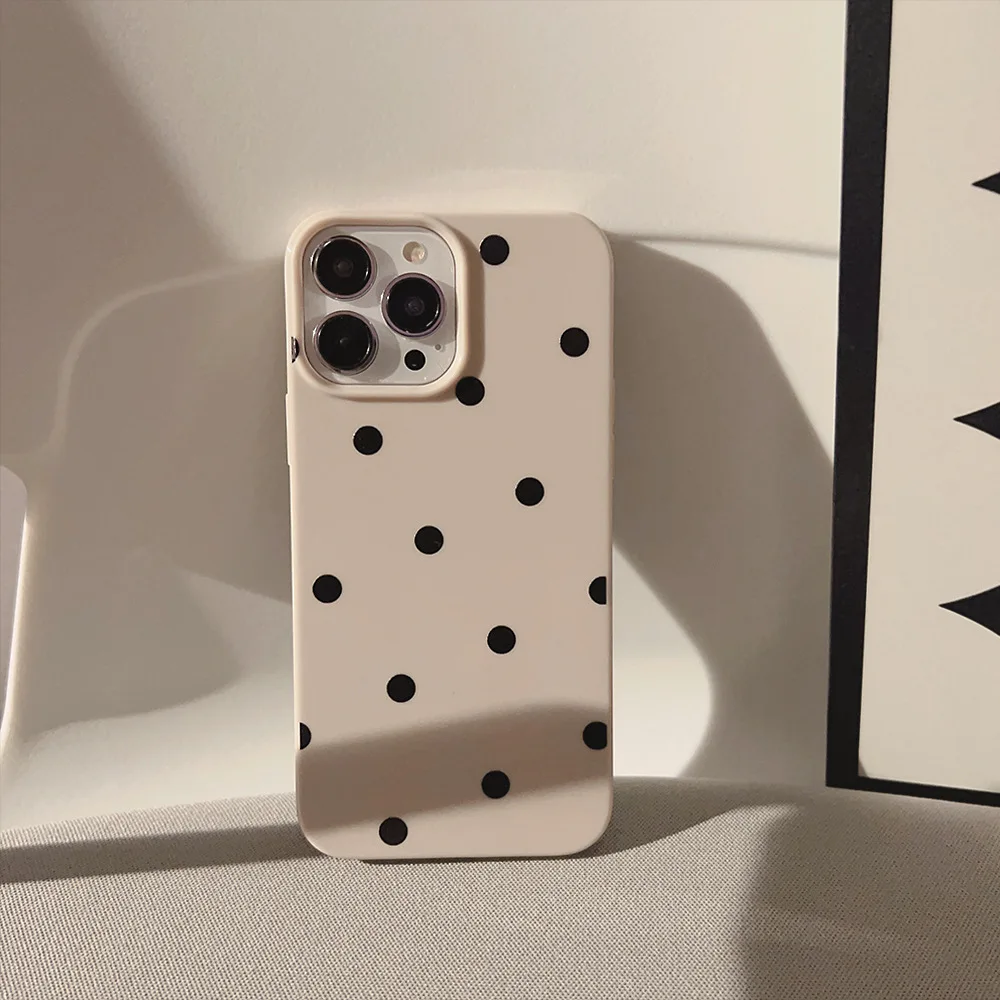 Korean INS Polka Dot Print Khaki Soft Shockproof Phone Case Cover