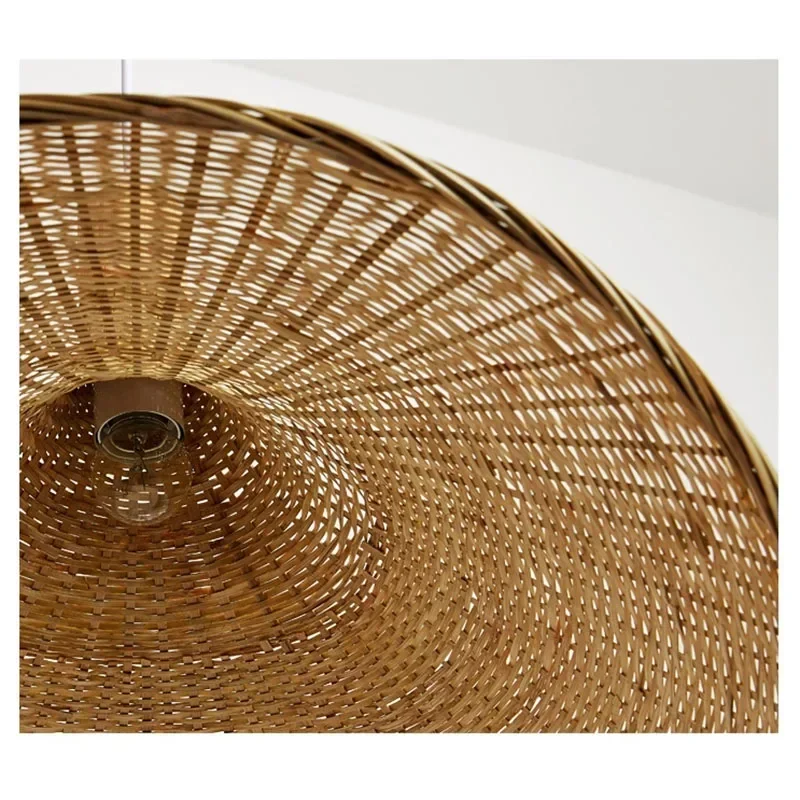 MoModern Chinese Style Bamboo Chandelier Tea Room Rattan Hand-woven Lamps Creative Straw Hat Chandelier Woven Bamboo Lamp 3