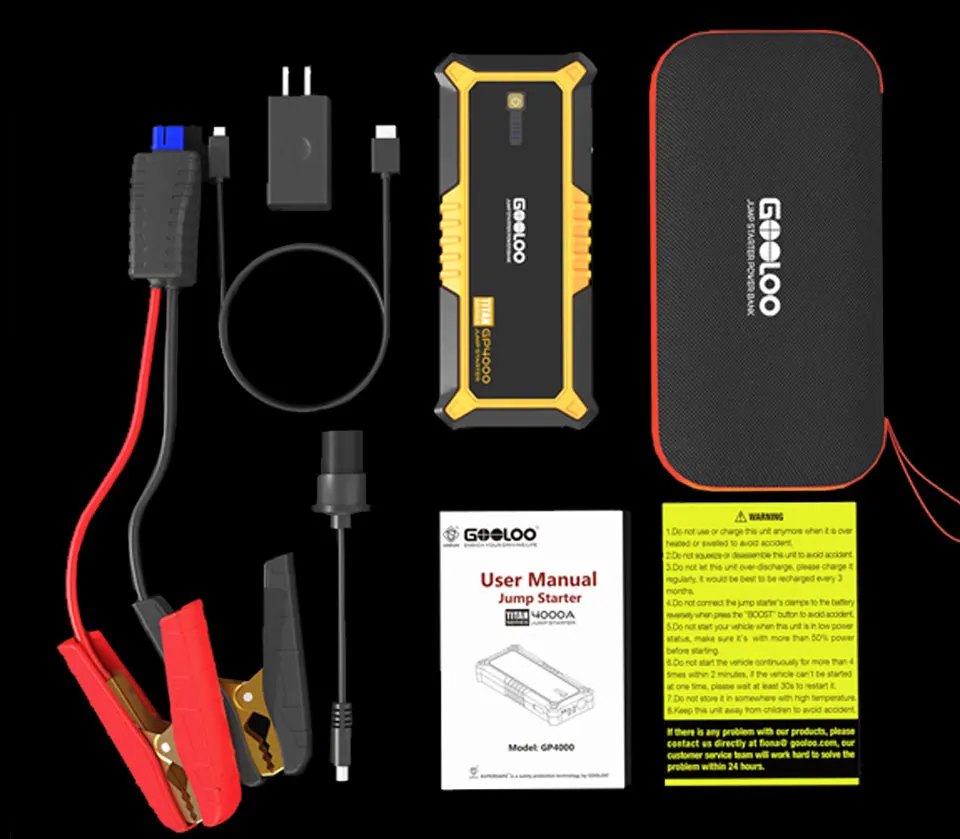 gooloo jump starter GOOLOO 26800mAh Jump Starter 4000A Start Power Bank Car Booster External Battery 12V Starting Device For Gas Diesel Powerbank noco gb150