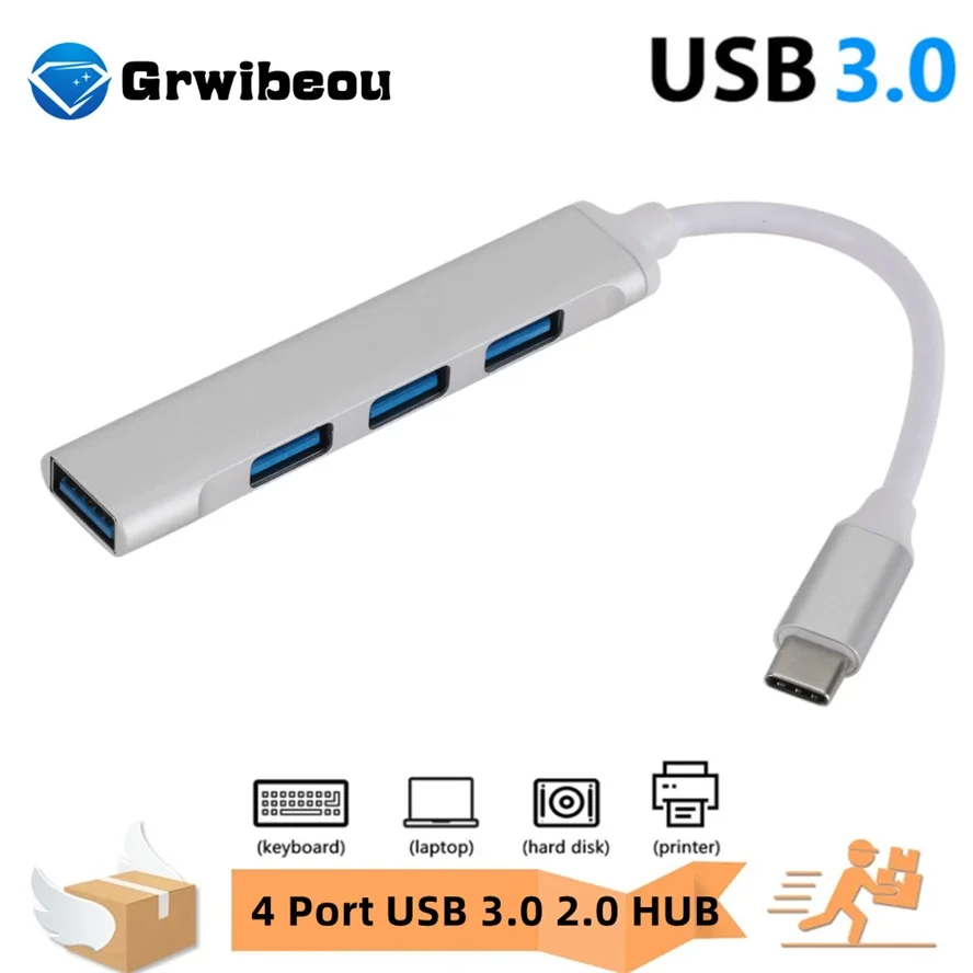 Enhanced USB C Hub 3.0 Multi-Port Adapter with 4 USB Ports