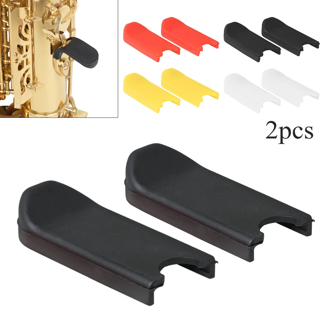 2pcs Saxophone Thumb Rest Silicone Sax Finger Cushion Pad White / Red / Yellow / Black stable delicate saxophone thumb rest pad with screws lightweight thumb rest cover great durability for beginners