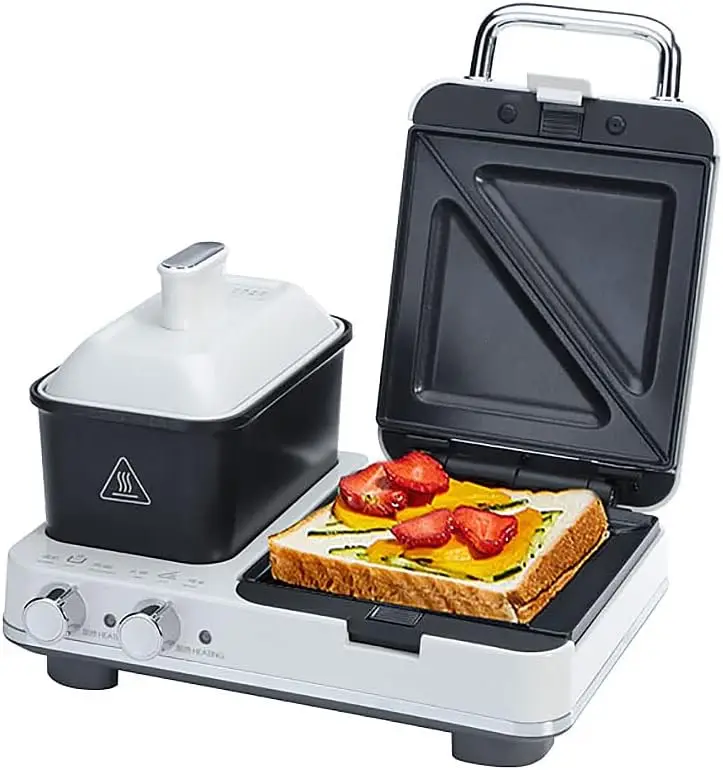 

Breakfast Station, Multifunctional Breakfast Maker, Sandwich Maker with Egg Boiler, Panini Press Grill, Waffle Maker & Steam