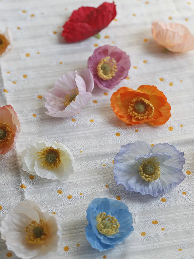 Description Picture 4 of item10pcs 5cm/6cm Silk Artificial Poppy Flower Heads For Wedding Party Home Decoration DIY Accessories Fake Flowers Craft