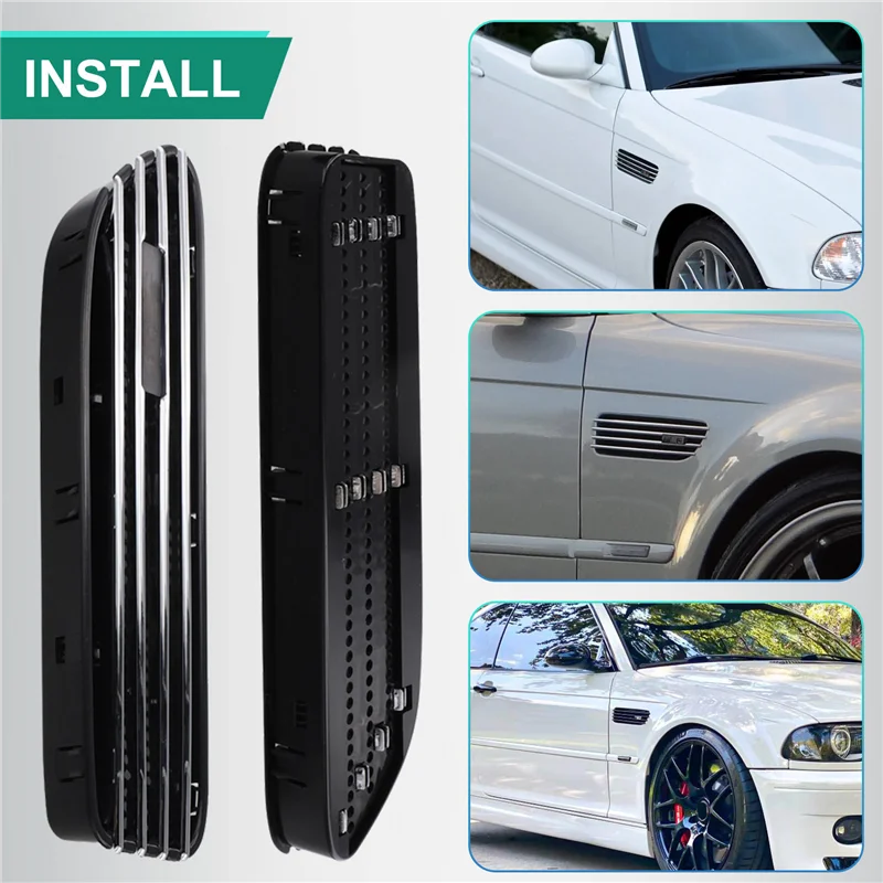 BMW 3 시리즈 M3 E46 2001-2006 펜더 에어 벤트 트림 커버 51137895913 51137895914 용 스테디 사이드 펜더 벤트 그릴